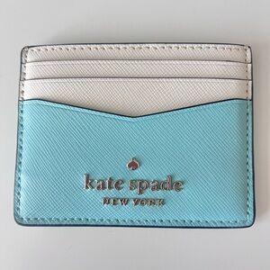 Kate Spade New York Two-Tone Slim Cardholder - Light Blue & Cream